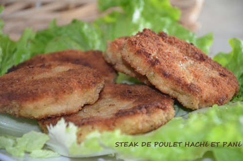 steak haché de poulet pané -steak de poulet maison- steak pané